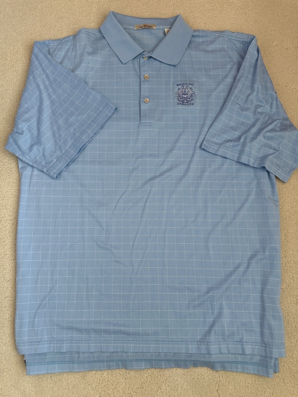 Peter Millar Light Blue Windowpane Polo